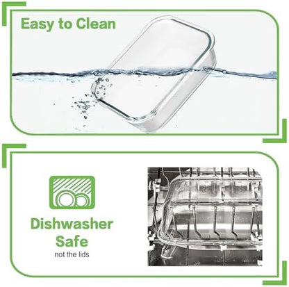 8 Pack 36oz Large Glass Meal Prep Containers with lids, Glass Food Storage Containers with Leak Proof Snap Lock Lids , Airtight Bento lunch Boxes, Kitchen Storage, Oven, Freezer and Dishwasher Safe