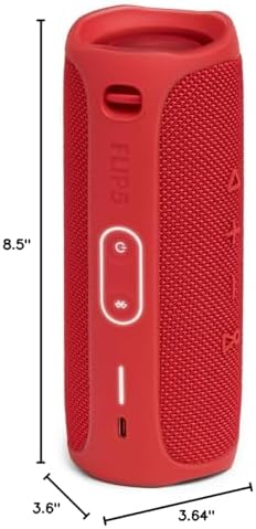 JBL FLIP 5 Waterproof Portable Bluetooth Speaker - Red (Renewed)
