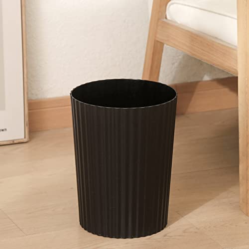 JiatuA Small Trash Can Plastic Wastebasket Round Garbage Container Bin for Bathroom, Kitchen, Bedroom, Home Office, College Dorm, Black 2 Pack