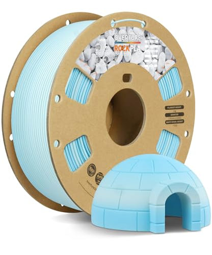 OVERTURE Rock PLA Filament 1.75mm, Marble PLA 3D Printer Filament 1kg Spool (2.2lbs), Dimensional Accuracy +/- 0.02 mm, Fit Most FDM Printer (Glacier Blue)