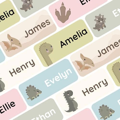 – Personalized Name Labels for Kids (120) – Waterproof & Durable Stickers for Clothing, School & Daycare Items - Dinosaurs