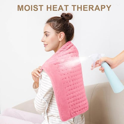 Heating Pad,Electric Heating Pads for Back,Hot Heated Pad for Abdomen,Shoulder,Knee,Multiple Temp and Auto Shut Off(Baby Pink,20''×24'')