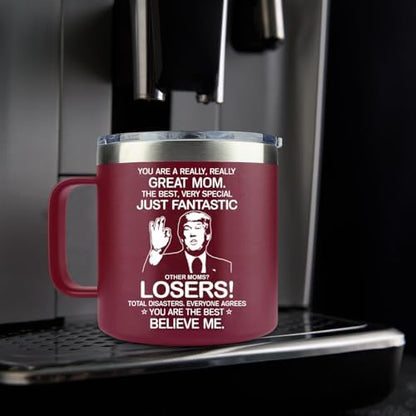 MFGNEH Mothers Day Gifts for Mom,Mom Birthday Gifts,Mother Gift for Christmas, Gift for Mama from Daughter,Son,Kids,New Moms for Women,Thank You Mother,14oz Red Tumbler Mug