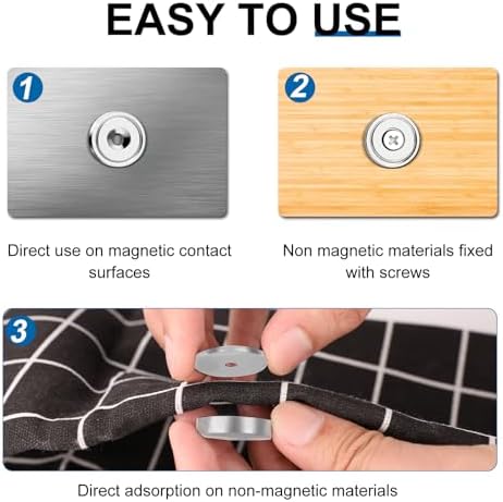 LOVIMAG 12 Pack Cabinet Magnets, Neodymium Cup with Countersunk Hole, 30lbs Strong Rare Earth for Doors, Holding Tools, Lifting, Hanging - 0.78 * 0.2 inch