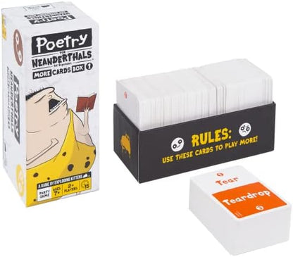 Exploding Kittens Poetry for Neanderthals Expansion Pack 2+ Players - Ages 7+ - 15 Minutes to Play - Original Game Required, 500 Cards - Party Game, Family Game Night, Kid and Adult Card Game