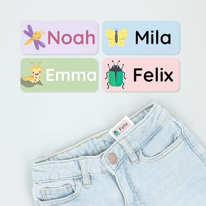 – Personalized Name Labels for Kids (120) – Waterproof & Durable Stickers for Clothing, School & Daycare Items - Insects