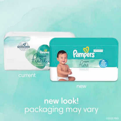 Pampers Baby Wipes Aqua Pure, 99% water-based wipes, Hypoallergenic and Unscented Baby Wipes, 672 Wipes Total (12 Flip-Top Packs)