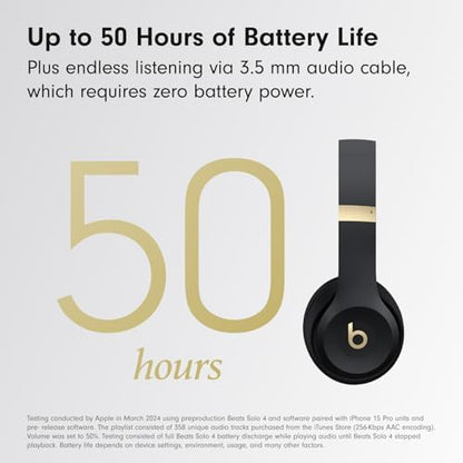 Beats Solo 4 - Wireless Bluetooth On-Ear Headphones, Apple & Android Compatible, Up to 50 Hours of Battery Life - Black & Gold