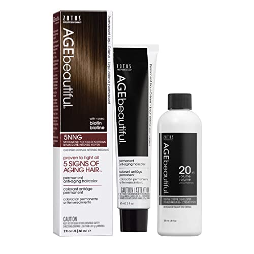 AGE beautiful Permanent Hair Color Dye Liqui Creme | 100% Gray Coverage | Anti-Aging Haircolor | Biotin for Thicker, Fuller Hair | Professional Salon Coloring