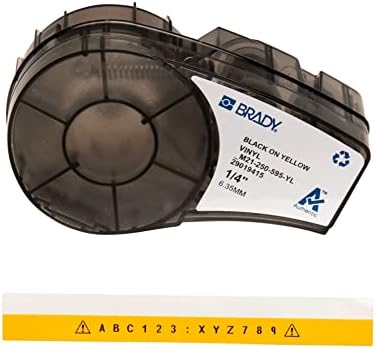 Brady Authentic (M21-250-595-YL) All-Weather Vinyl Label for Indoor/Outdoor ID, Lab and Equipment Labeling, Black on Yellow- For M210, M210-LAB, M211, BMP21-PLUS and BMP21-LAB Printers, .25" W, 21' L