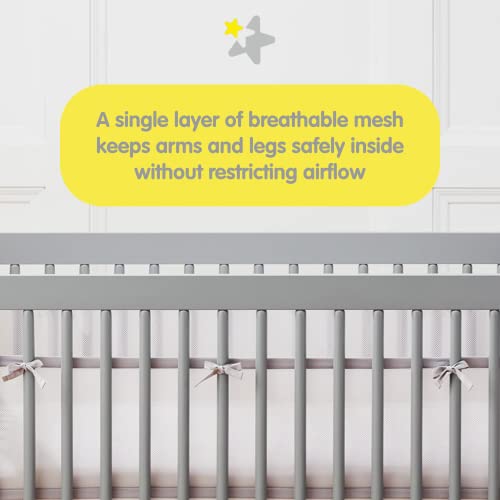 BreathableBaby Breathable Mesh Liner for Full-Size Cribs, Classic 3mm Mesh, Starlight (Size 4FS Covers 3 or 4 Sides)