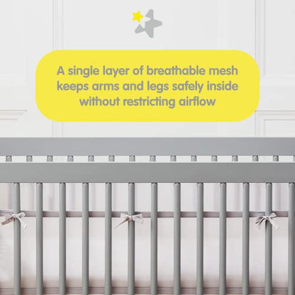 BreathableBaby Breathable Mesh Liner for Full-Size Cribs, Classic 3mm Mesh, Starlight (Size 4FS Covers 3 or 4 Sides)