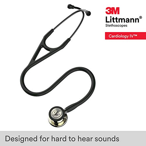 3M Littmann Cardiology IV Diagnostic Stethoscope, 6179, More Than 2X as Loud, Weighs Less, Stainless Steel Champagne-Finish Chestpiece, 27" Black Tube, Smoke Stem, and Headset