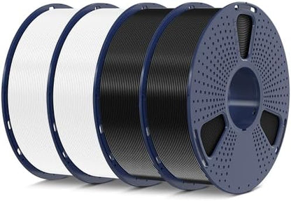 SUNLU 4kg PLA 3D Printer Filament Bundle, Neatly Wound Filament 1.75mm ±0.02mm, Individually Vacuum Packed, 4kg in Total, 1kg per Spool, 4 Pack, 4000g, Black+Black+White+White