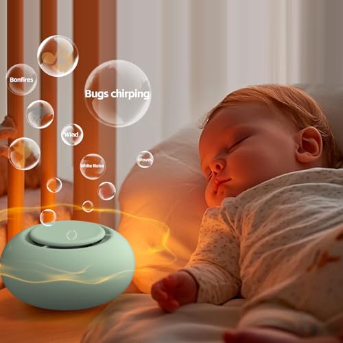 Portable Baby Sound Machine [White Noise for Babies Kids Adults][Sleep Soother][Timer Function][12 Soothing Sounds] 15 Hours Battery Life, Registry Gift,Shower,Clips on Baby Stroller.Mint