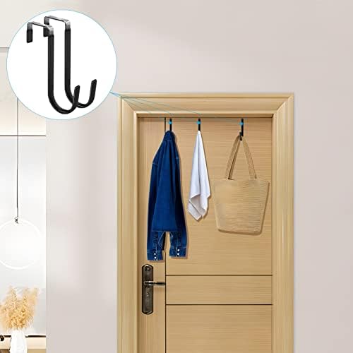 FYY Over The Door Hooks, 10 Pack Door Hangers Hooks with Rubber Prevent Scratches Heavy Duty Organizer Hooks for Living Room, Bathroom, Bedroom Hanging Clothes, Towels, Hats, Coats, Bags Black