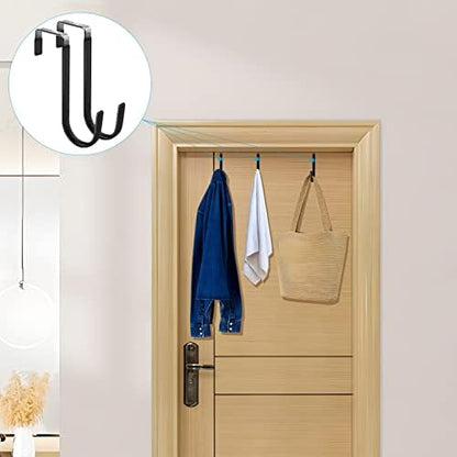 FYY Over The Door Hooks, 10 Pack Door Hangers Hooks with Rubber Prevent Scratches Heavy Duty Organizer Hooks for Living Room, Bathroom, Bedroom Hanging Clothes, Towels, Hats, Coats, Bags Black