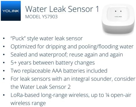 YoLink Smart Home Starter Kit: Hub & Water Leak Sensor 4-Pack, SMS/Text, Email & Push Notifications, LoRa Up to 1/4 Mile Open-Air Range, w/Alexa, IFTTT, Home Assistant