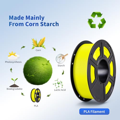 ANYCUBIC PLA 3D Printer Filament, Glow in The Dark, 3D Printing PLA Filament 1.75mm Dimensional Accuracy +/- 0.02mm, 1KG Spool (2.2 lbs), Yellow PLA, Glow Yellow