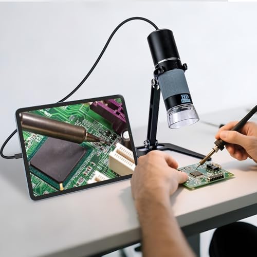 1080P USB Microscope with Metal Stand, 50X-1000X Handheld Digital Microscope Camera Compatible with iPhone/Android/Windows/Mac