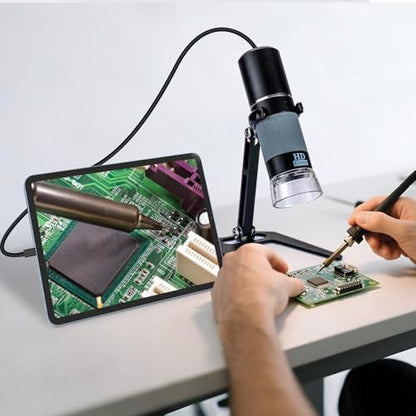 1080P USB Microscope with Metal Stand, 50X-1000X Handheld Digital Microscope Camera Compatible with iPhone/Android/Windows/Mac