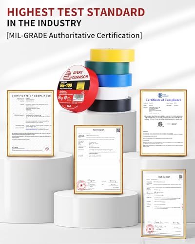 Electrical Tape, 72 Rolls General Use PVC Electric Tape, UL/CSA Listed 1/2 in x 20 ft Insulating Vinyl Tape for Electrical, Repairs, Automotive and Equipment, EE-100, Multi Colored