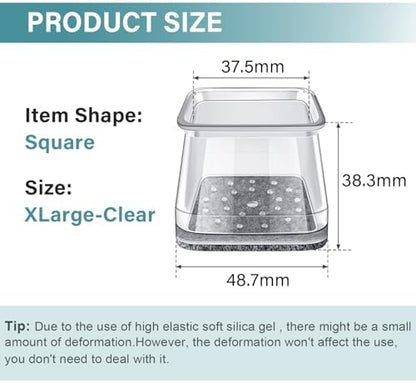 24 Pcs Chair Leg Floor Protectors Square Large, Silicone Felt Furniture Leg Pads Caps Covers for Hardwood Floors (Fit:1-5/8" to 2")