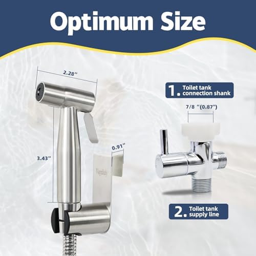 Handheld Toilet Bidet Sprayer for Toilet-Adjustable Water Pressure Control with Bidet Hose for Feminine Wash, Stainless Steel Brushed Nickel Cloth Diaper for Baby Wash (Stainless Steel, 1)