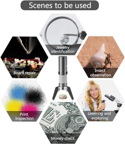WiFi USB Digital Handheld Microscope, 50 to 1000x Wireless Magnification Endoscope 4K 3840x2160P Camera 8 LEDs with Metal Stand for iPhone iPad Android Mac Windows Linux Chrome