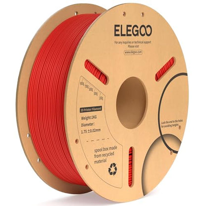 ELEGOO PLA Plus Filament 1.75mm Red 1KG, PLA+ Tougher and Stronger 3D Printer Filament Pro Dimensional Accuracy +/- 0.02mm, 1kg Spool(2.2lbs) Fits for Most FDM 3D Printers