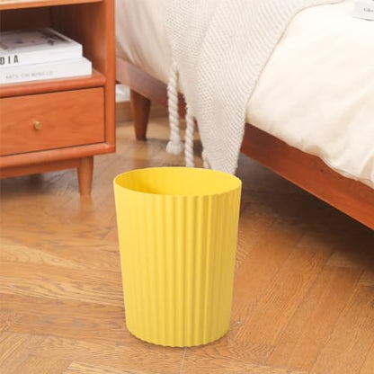 JiatuA Small Trash Can Plastic Wastebasket Round Garbage Container Bin for Bathroom, Kitchen, Bedroom, Home Office, College Dorm, Yellow