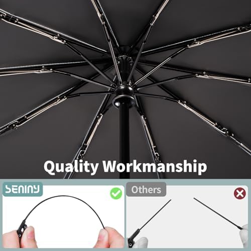 Seniny Windproof Travel Umbrella, Automatic Umbrellas for Rain, Portable & Compact Umbrellas for Backpack, Strong UV for Protection, Folding Small Sun Umbrella for Car, Walking