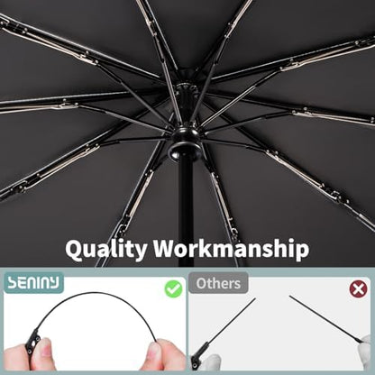 Seniny Windproof Travel Umbrella, Automatic Umbrellas for Rain, Portable & Compact Umbrellas for Backpack, Strong UV for Protection, Folding Small Sun Umbrella for Car, Walking