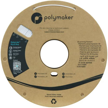 Polymaker PLA PRO Filament 1.75mm 1kg, Tough & High Rigidity Cold White 3D Printing Filament, PolyLite PLA PRO 3D Printer Filament 1.75mm, Print with Most 3D Printers