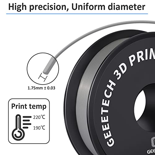 Geeetech Silver Filament, PLA Filament 1.75mm 1kg Spool (2.2lbs), Dimensional Accuracy +/- 0.02mm, 3D Printing Filament Fit Most FDM Printer, New Silver