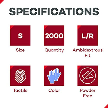 Dealmed Medical Exam Gloves – 2000 Count Small Nitrile Gloves, Disposable Non-Irritating Latex Free, Multi-Purpose Use for a First Aid Kit and Medical Facilities