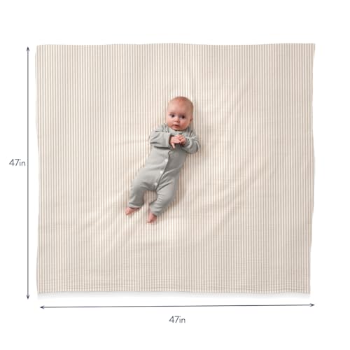 Itzy Ritzy Breastfeeding Boss Multi-Use Cover – A Nursing Cover, Swaddle, Car Seat Cover, Tummy Time Mat & Burp Cloth All in One – Made of Soft Muslin Fabric & Measures 47” x 47” (Taupe Stripe)