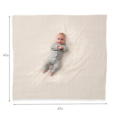 Itzy Ritzy Breastfeeding Boss Multi-Use Cover – A Nursing Cover, Swaddle, Car Seat Cover, Tummy Time Mat & Burp Cloth All in One – Made of Soft Muslin Fabric & Measures 47” x 47” (Taupe Stripe)