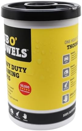 Tub O' Towels Heavy-Duty Multi-Surface Cleaning Wipes, 10" x 12", 90 Count Canister, Removes Grease, Grime, Tough Stains, Durable Disposable Wipes for Home, Garage, Outdoor Cleaning Tasks, 2-Pack