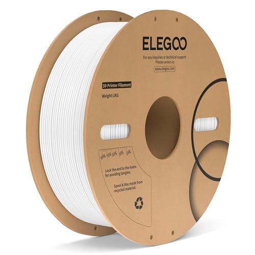ELEGOO PC Filament 1.75mm White 1KG, Tough and Durable Professional 3D Printer Filament Dimensional Accuracy +/- 0.05mm 1KG Spool Heat Resistant 3D Printing Polycarbonate Material