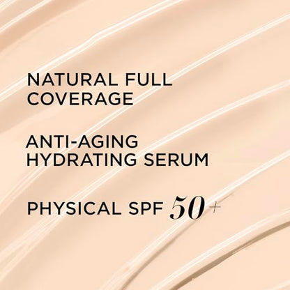 IT Cosmetics CC+ Cream - Full-Coverage Foundation With SPF 50, Color Corrector & Anti-Aging Serum, Formulated With Niacinamide & Hyaluronic Acid, Natural Finish, For All Skin Types, 1.08 fl oz