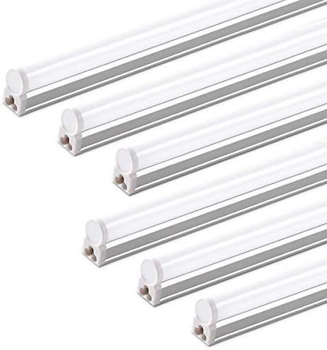 Barrina (6 Pack LED T5 Integrated Single Fixture, 4FT, 2200lm, 6500K Super Bright White, 20W Utility LED Shop Light, Ceiling and Under Cabinet Light, Corded Electric with ON/Off Switch, ETL Listed