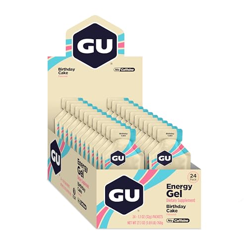 GU Energy Original Sports Nutrition Energy Gel, 24-Count, Birthday Cake