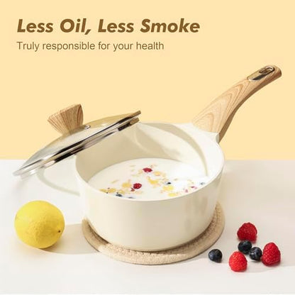 SENSARTE Ceramic Cookware Sets, Pots and Pans Set Non stick, 14-Piece Induction Cookware, Non toxic Healthy Non Stick Kitchen Cooking Set, with Frying Pans Set, PFAS PTFE PFOA PFOS Free