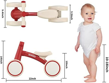 SEREED Baby Balance Bike for 1 Year Old Boys Girls 12-24 Month Toddler Balance Bike, 4 Wheels Toddler First Bike, First Birthday Gifts
