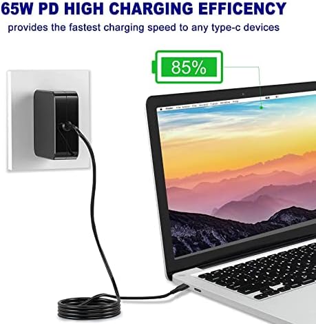 65W USB C Power Adapter, Fiattigear Type C Power PD Wall Fast Charger Compatible with Mac Book Pro, Dell Latitude, Lenovo, Huawei Matebook, HP Spectre, Acer Chromebook and Any Laptops or Smart Phones1