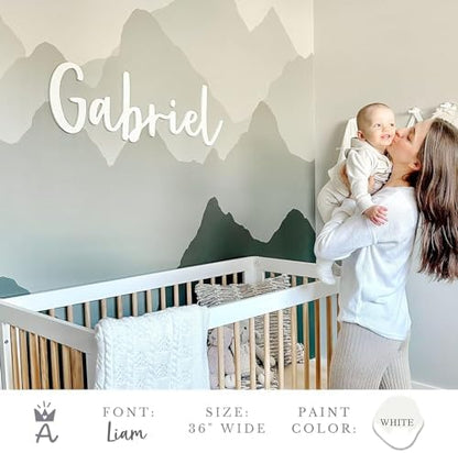 Custom Wood Name Sign for Nursery or Kids Room, Instant Font Preview, Multiple Styles Available Unpainted, Painted or Stained, Personalized Baby Gift (Style 9 - Popular Liam Font Only)