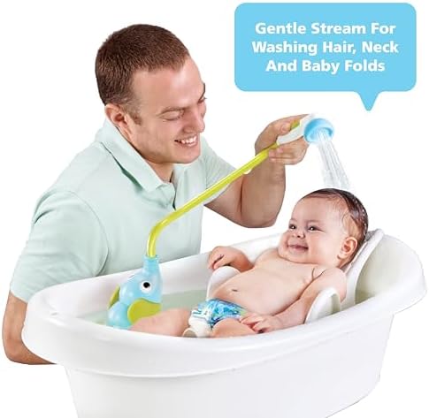 Yookidoo Baby Bath Shower Head - Elephant Water Pump and Trunk Spout Rinser - for Newborn Babies in Tub Or Sink