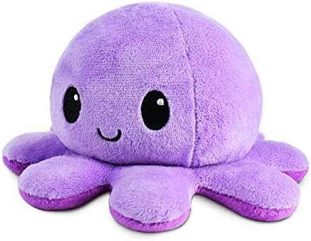 TeeTurtle - The Original Reversible Octopus Plushie - Dark Purple + Light Purple - Cute Sensory Fidget Stuffed Animals That Show Your Mood