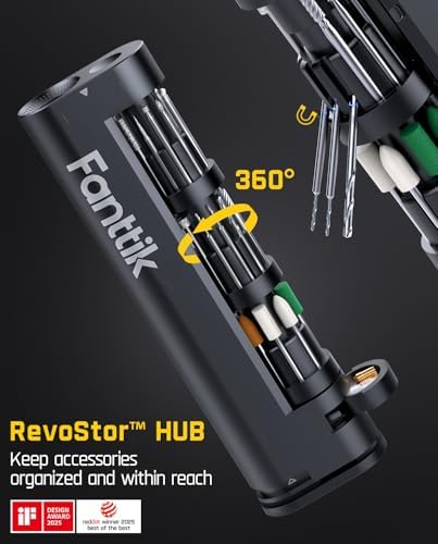 Fanttik F2 Master Mini Cordless Rotary Tool Kit, NeoPulse Motor, 5 Variable Speed, 25000 RPM, Revostor Hub, 35 Accessories, for 3D Printer Sanding, Polishing, Drilling, Carving, DIY Crafts